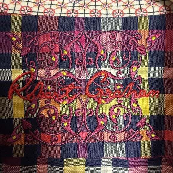 Robert Graham Shirt Mens 3XL Plaid Button Up Short Sleeve Contrast Cuff Cotton - Picture 4 of 13